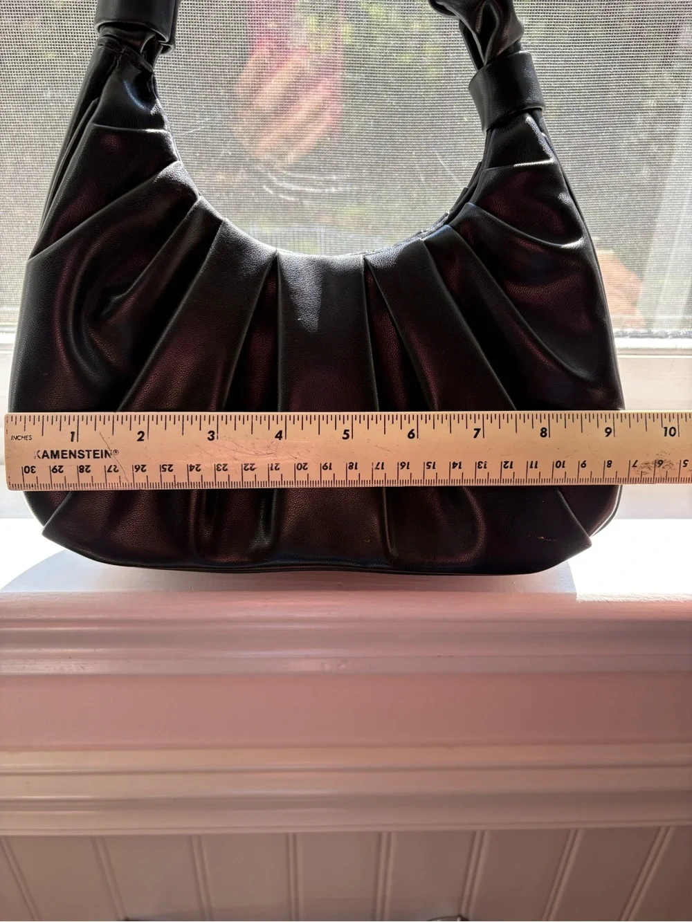 MMS Design Studio Black Ruched Handle Hobo Bag